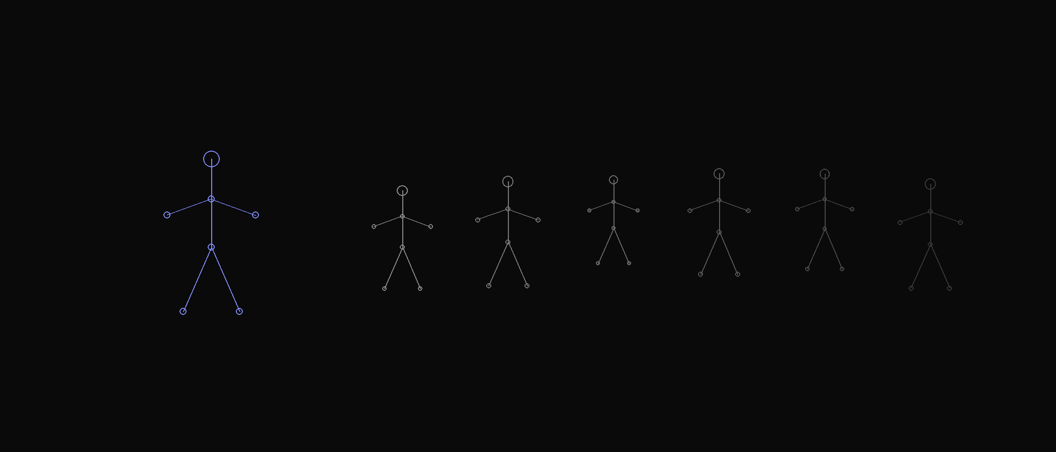 One figure and several forming figures, constellation style